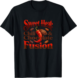 Sweet Heat Chili and Chocolate Fusion Food Art T-Shirt - T-Shirt | Black