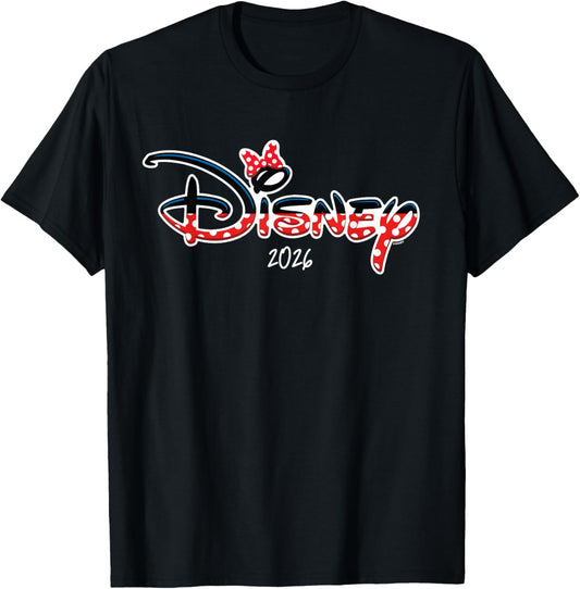 Disney Minnie Mouse Script Logo 2026 Vacation Trip Matching T-Shirt - T-Shirt | Black
