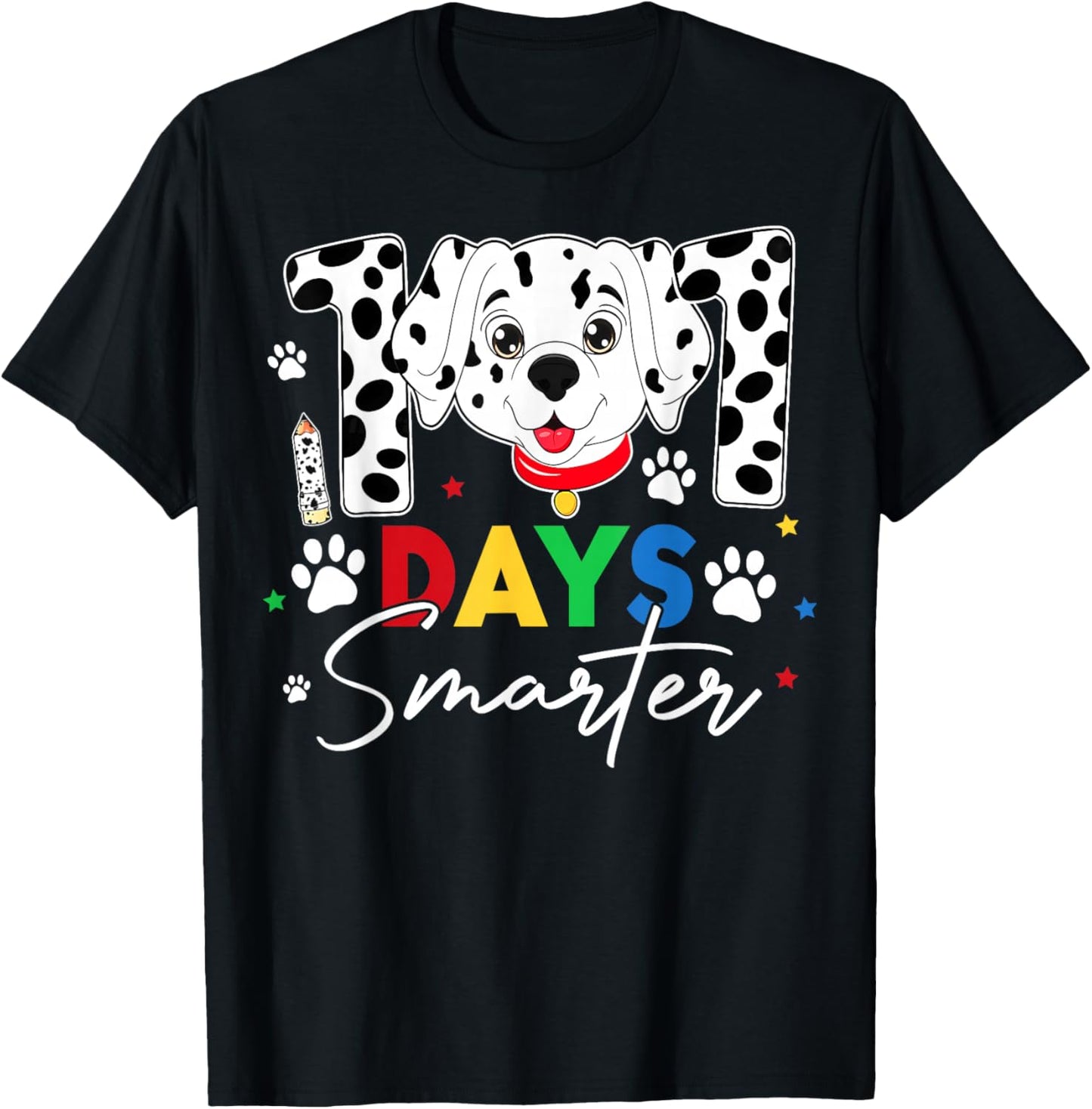 100 Days of School Smarter Dalmatian Dog Teachers Boys Kids T-Shirt - T-Shirt | Black