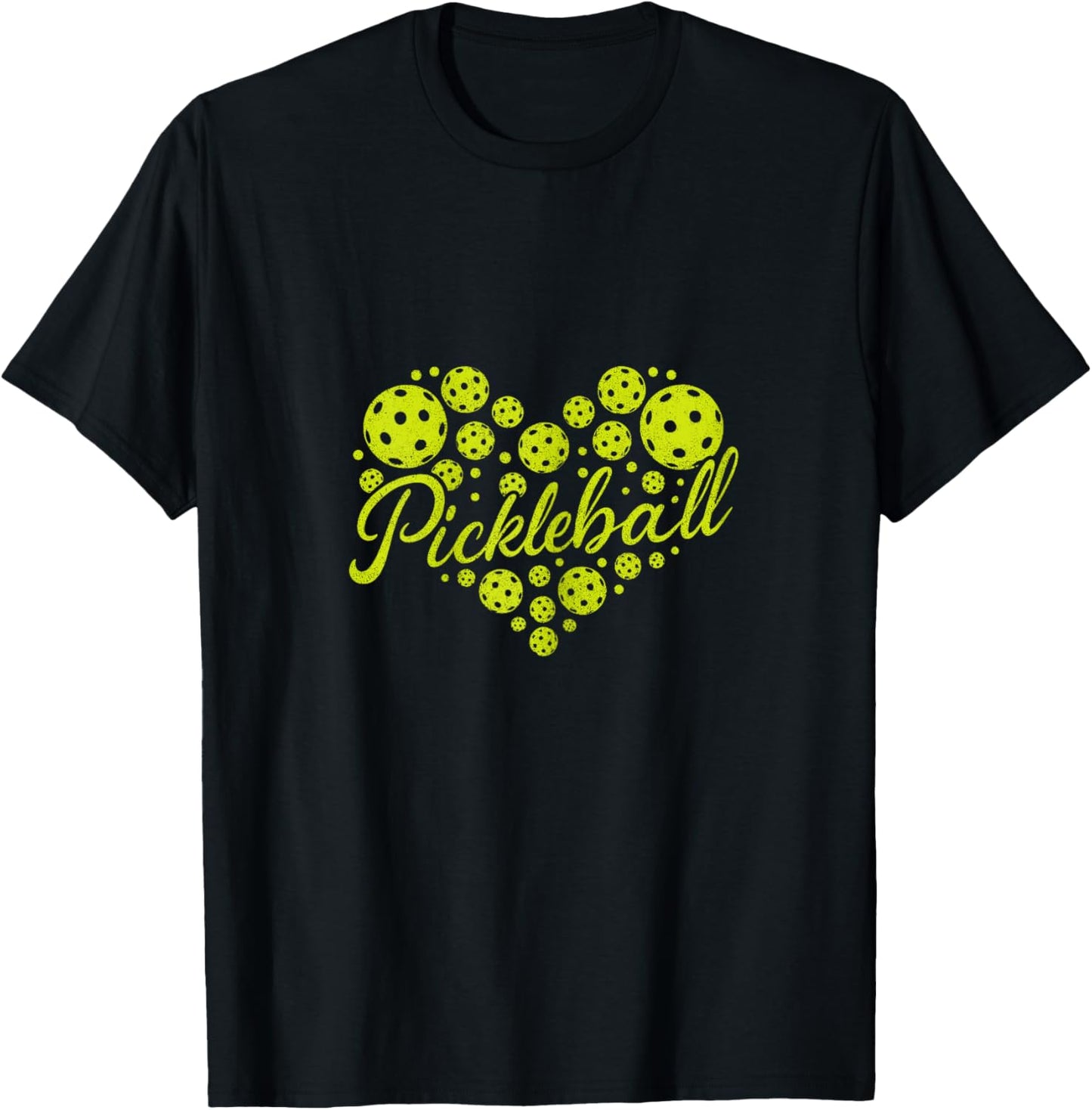 Pickleball Lovers Heart Ball Cute Women Girls T-Shirt - T-Shirt | Black