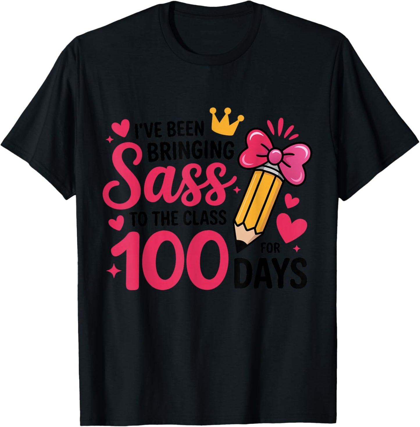 Bringing Sass to The Class for 100 Days of School Bow Girls T-Shirt - T-Shirt | Black