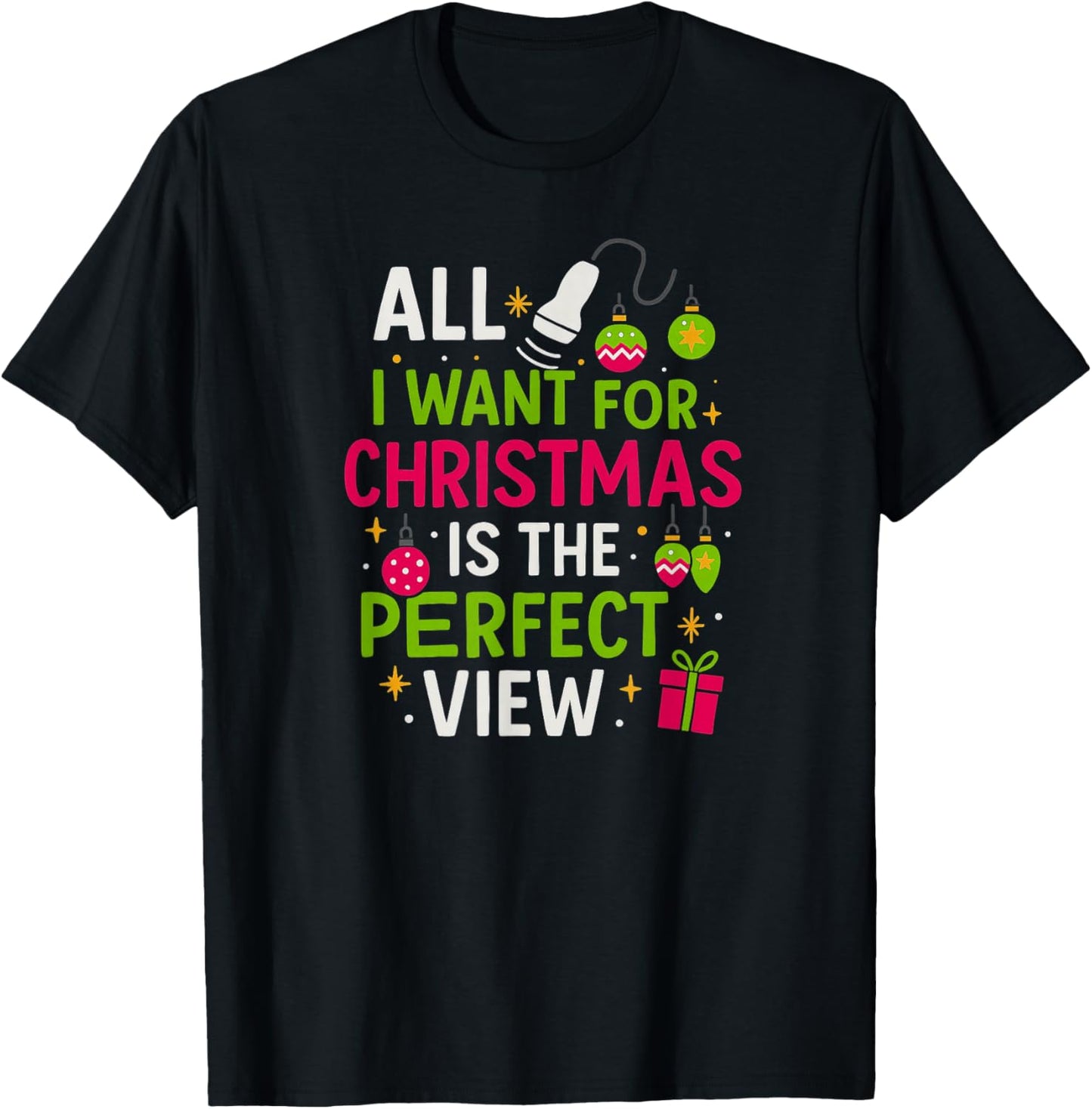 Funny Sonographer Christmas - Holiday Ultrasound Tech T-Shirt - T-Shirt | Black