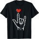 Valentines Day I Love You Hand Sign ASL Heart Women Men T-Shirt - T-Shirt | Black