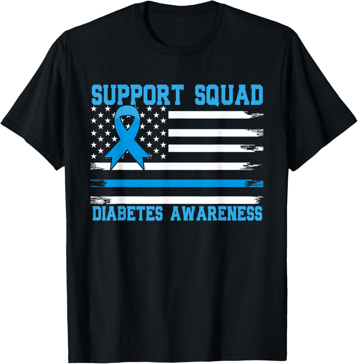 Cute Support Squad Diabetes Awareness Type 1 Diabetes T-Shirt - T-Shirt | Black