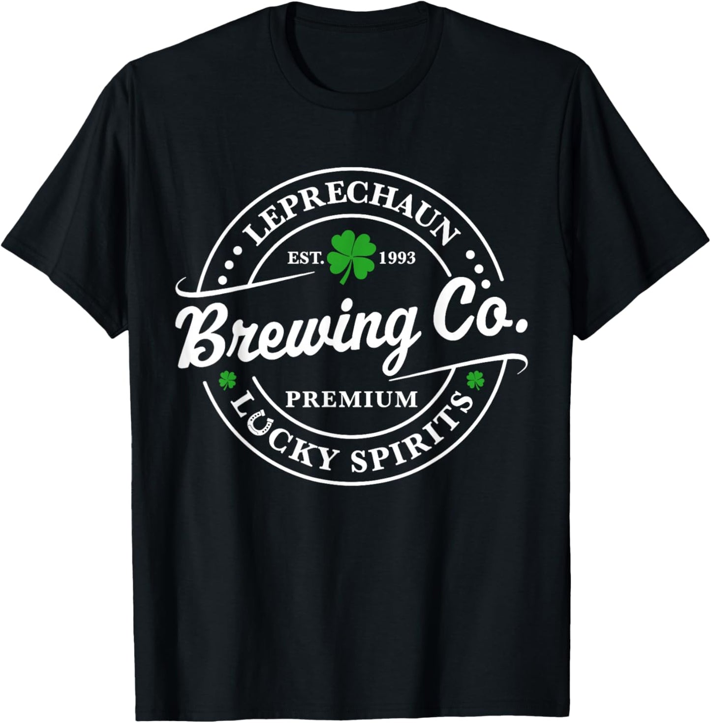 Leprechaun Lucky Spirits Brewing Shamrock St. Patrick's Day T-Shirt - T-Shirt | Black