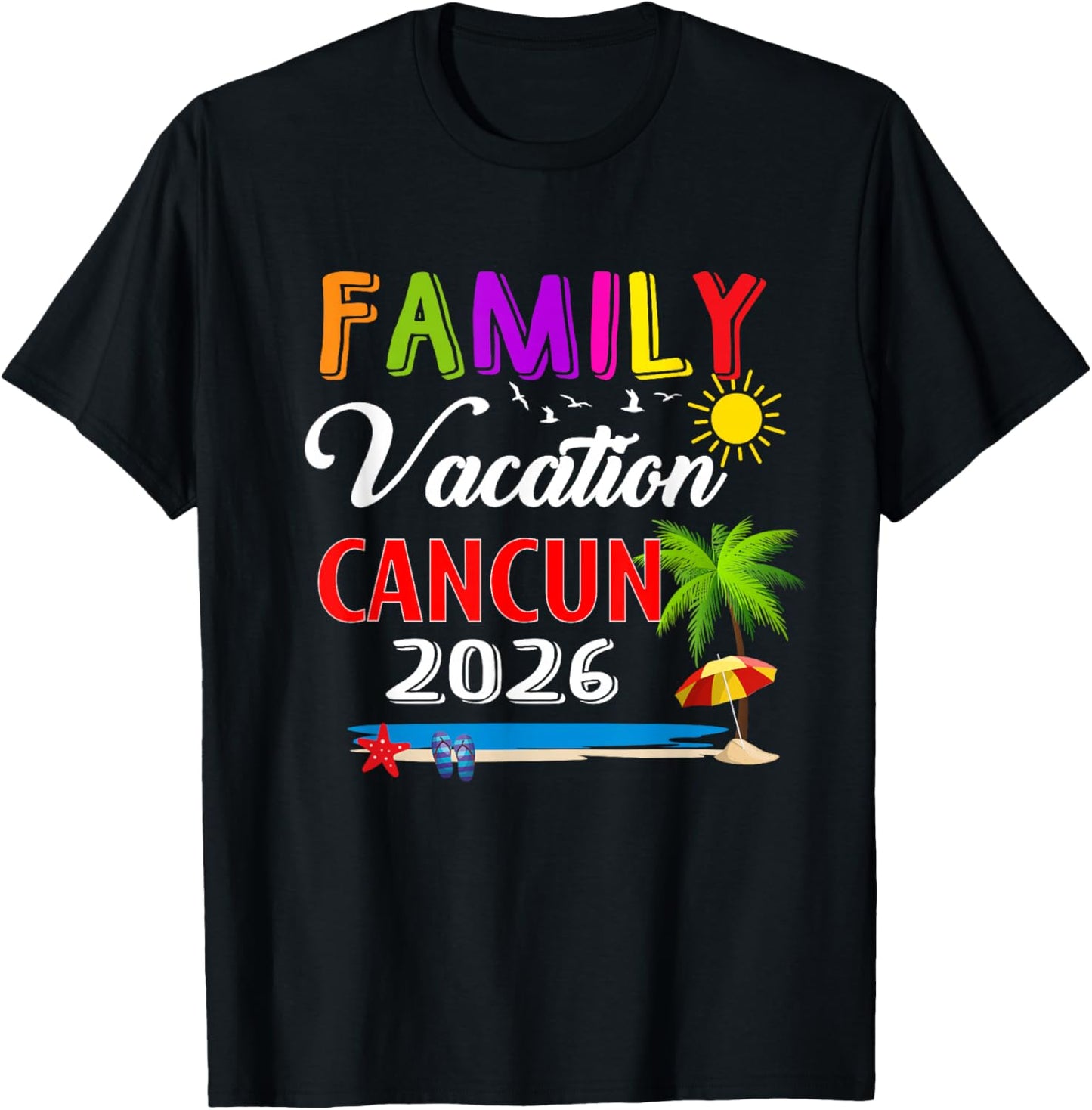 Family Vacation Cancun 2026 Summer Beach Matching Trip T-Shirt - T-Shirt | Black