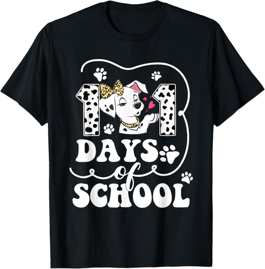 Happy 101 Days School Cute Dog 100 Days Smarter Student Kids T-Shirt - T-Shirt | Black