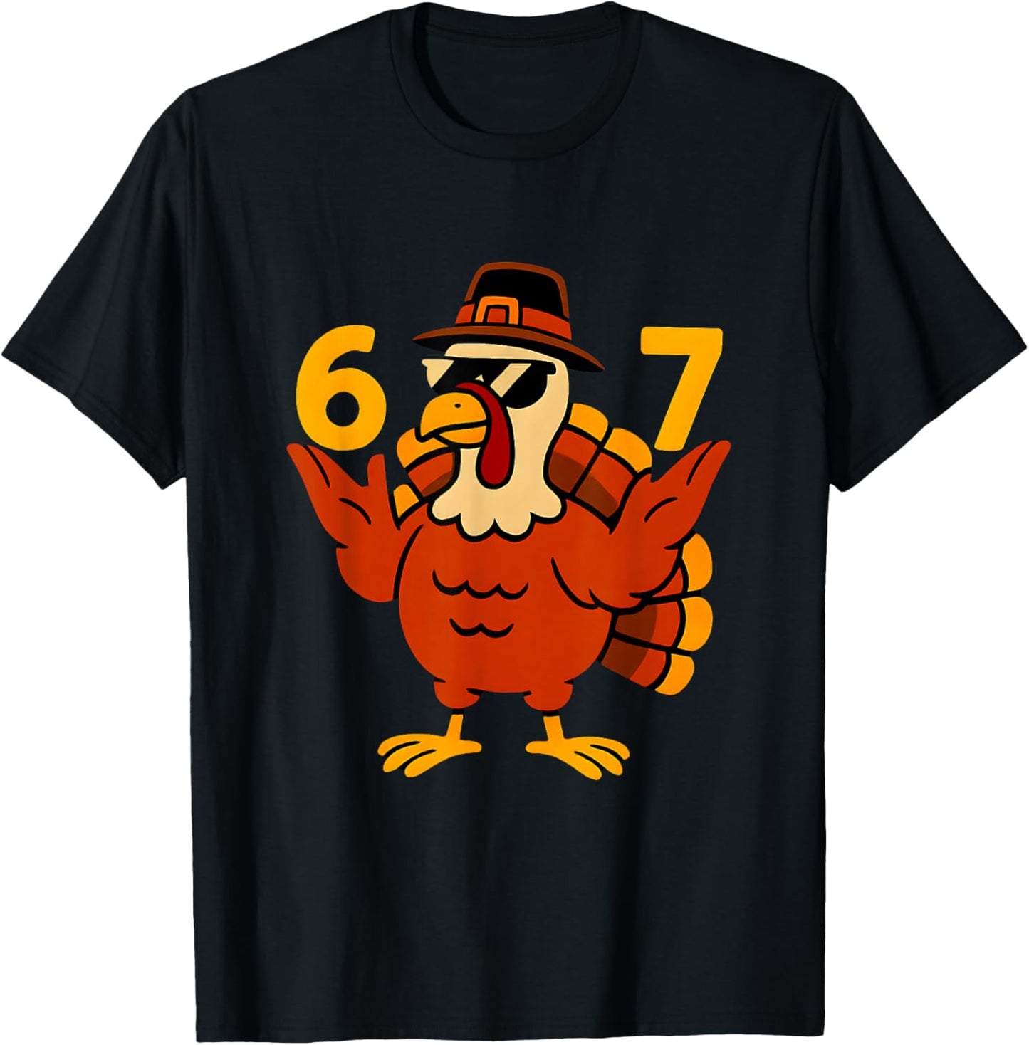 67 Meme Thanksgiving Turkey Hands 6-7 Brainrot Six Seven T-Shirt - T-Shirt | Black