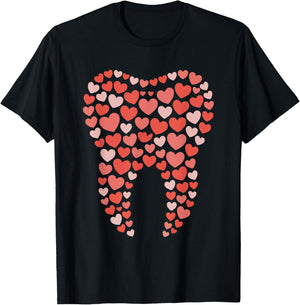 Tooth Dentist Dental Hygienist Valentines Day Dentistry T-Shirt - T-Shirt | Black
