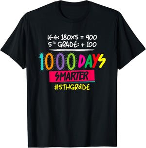 1000 Days Smarter Fifth 5th Grade Teacher Student 100th Day T-Shirt - T-Shirt | Black