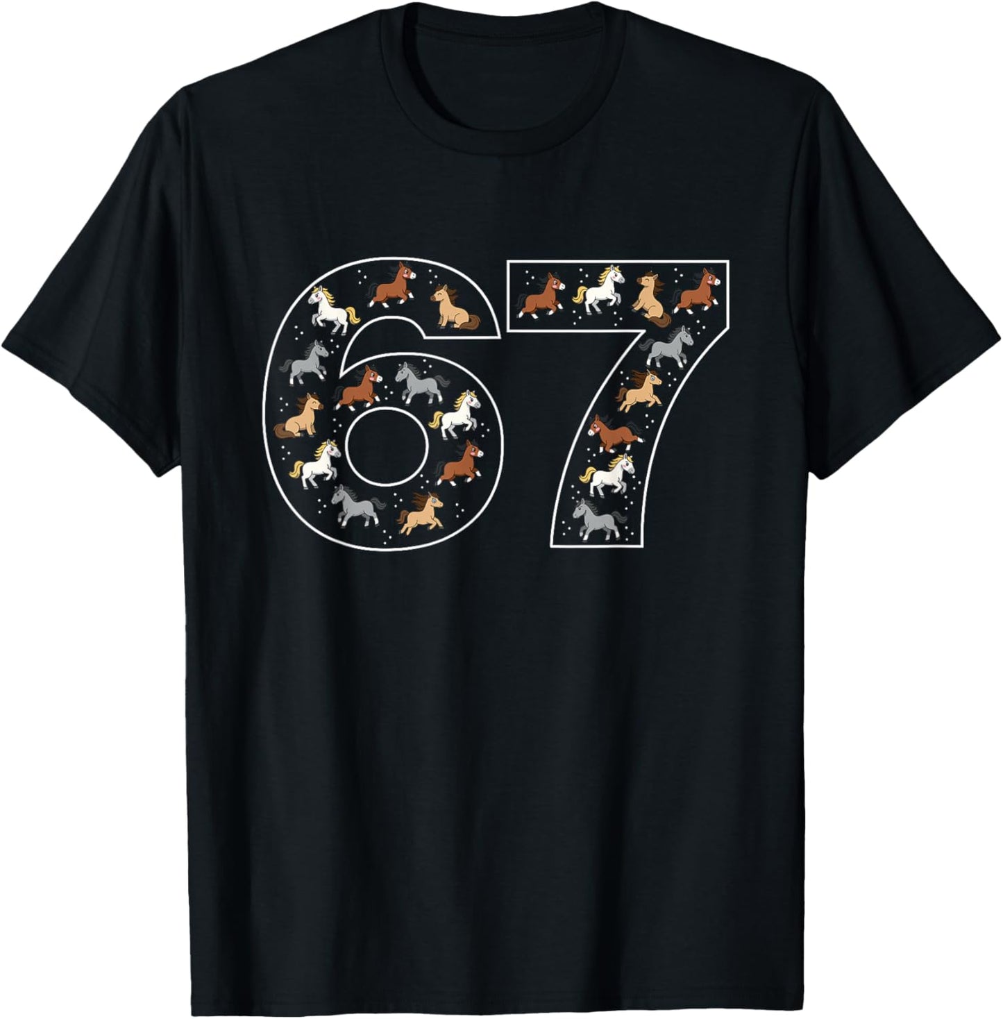 67 Six Seven Horse Equestrian Pony Riding Girl T-Shirt - T-Shirt | Black