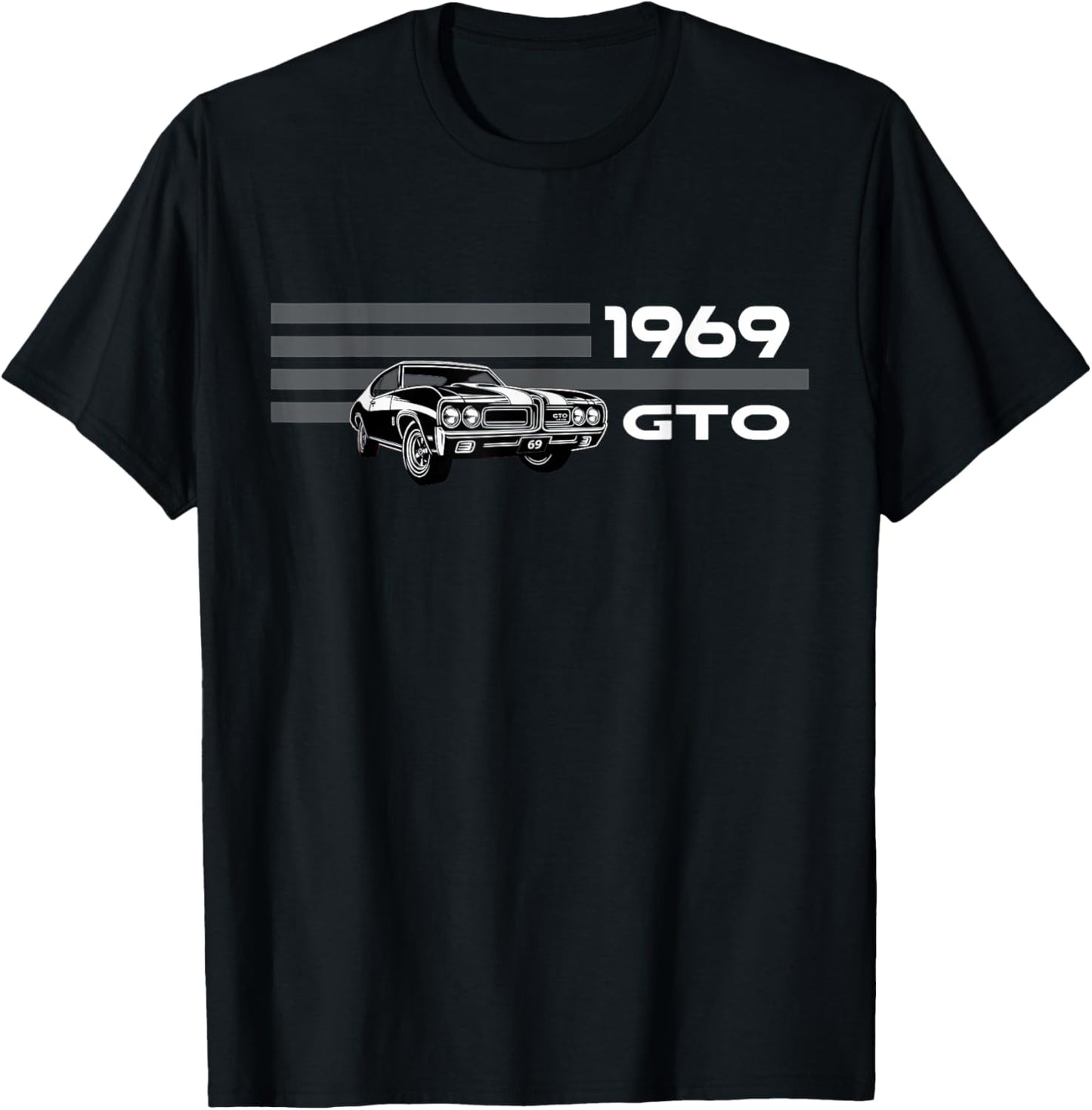Vintage 1969 GTO, Classic Cars, American Muscle CAR Art T-Shirt - T-Shirt | Black