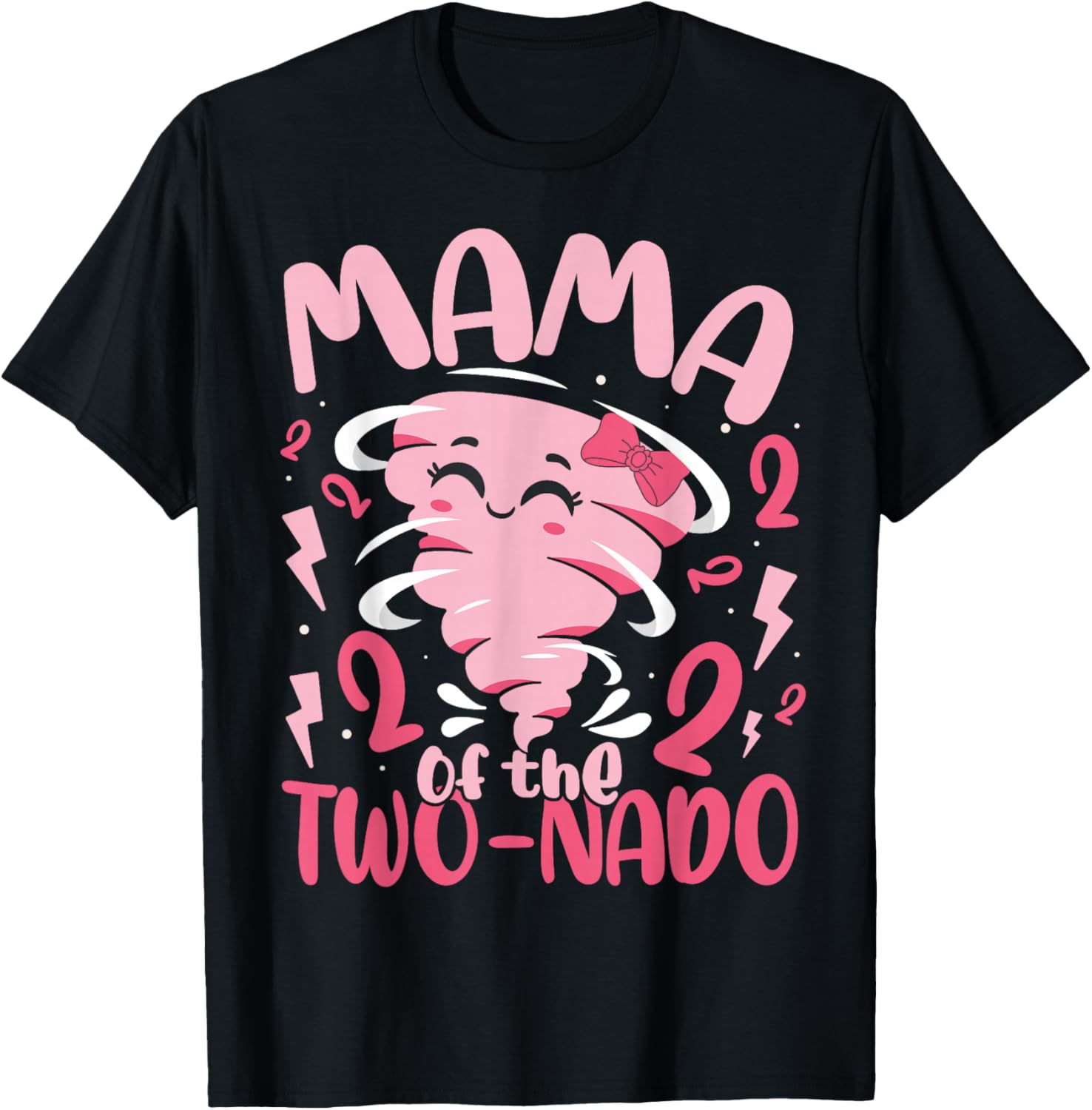 Mama of The Two-nado Tornado Themed 2nd Birthday Party Kids T-Shirt - T-Shirt | Black
