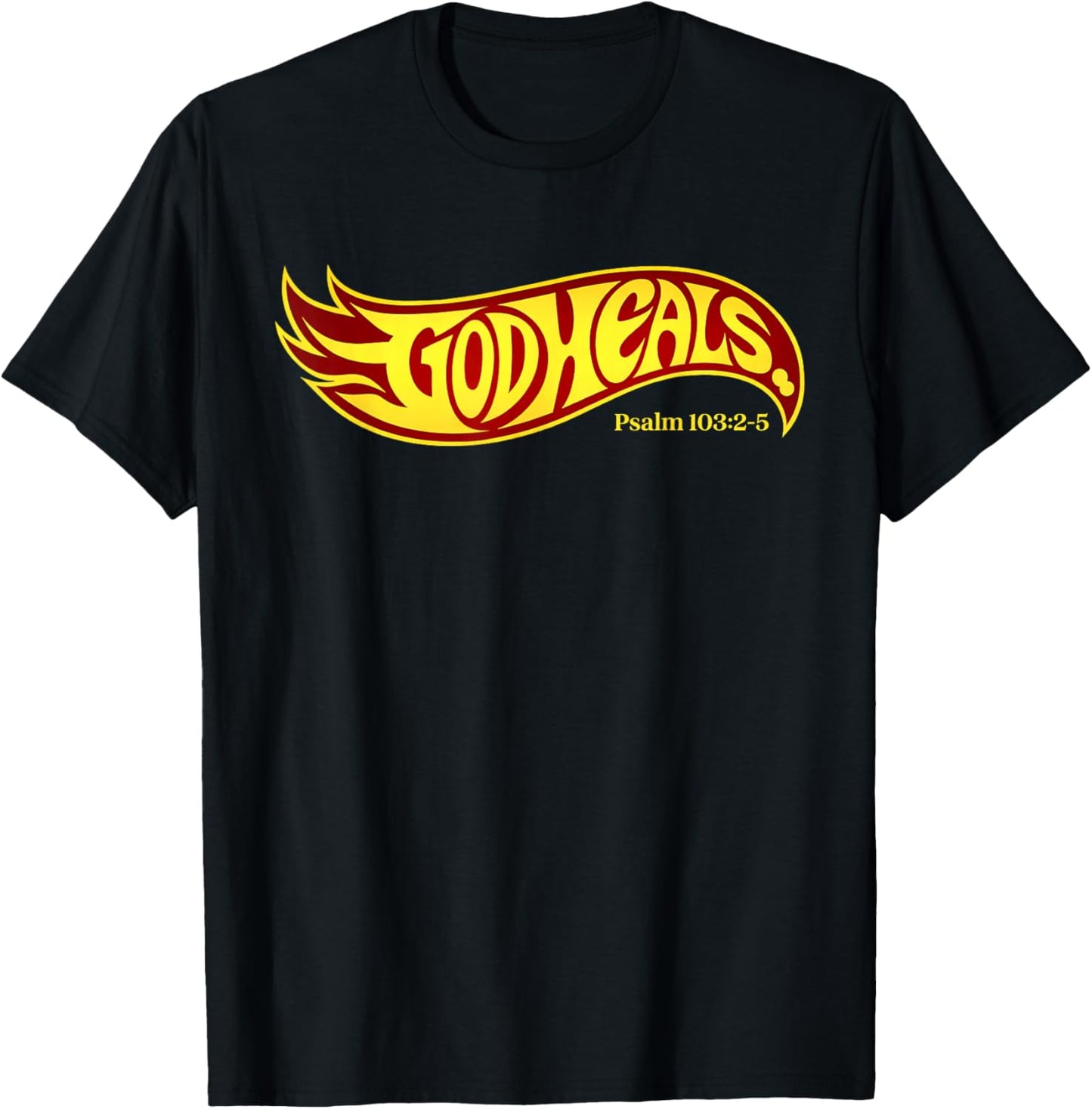 God Heals Faith Message Vintage Swoosh Psalm 103 2 5 Retro T-Shirt - T-Shirt | Black