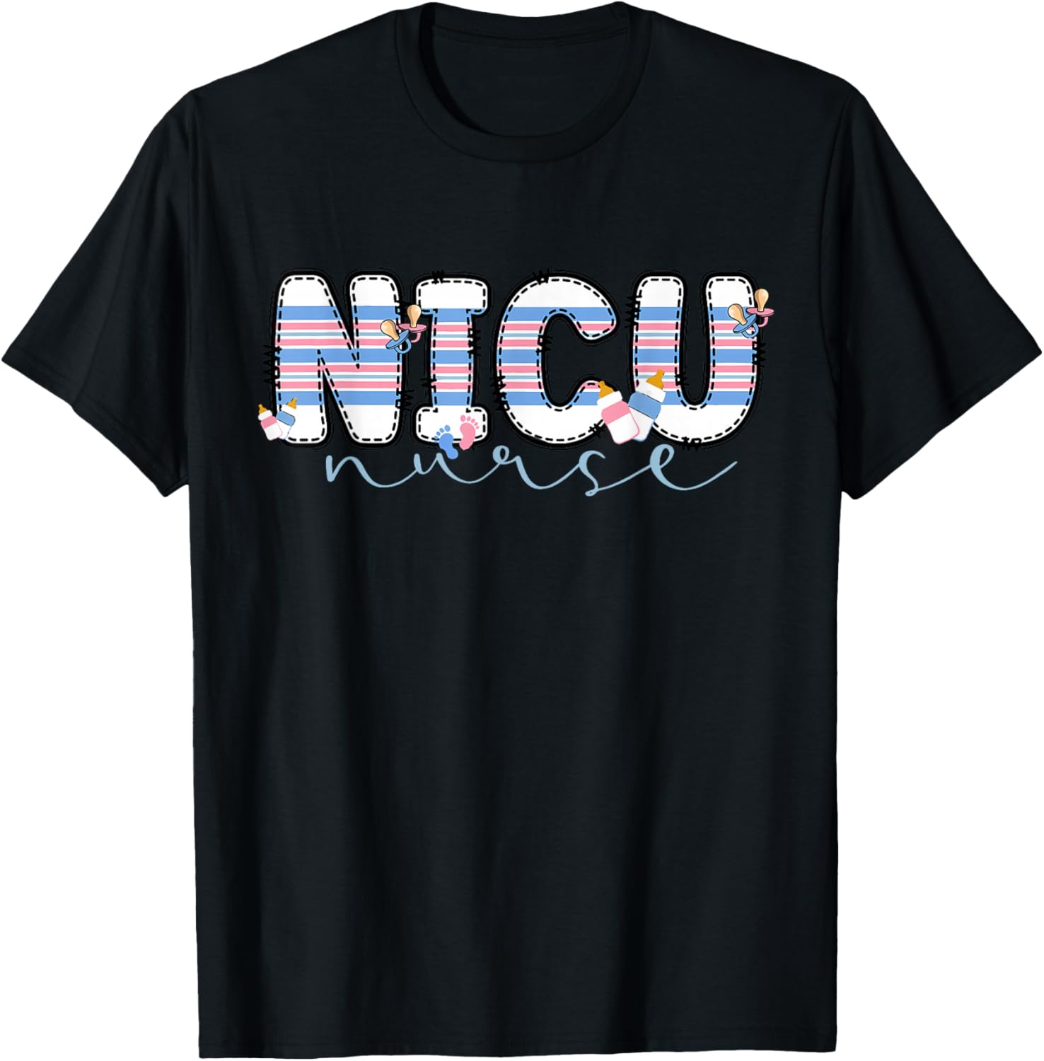 NICU Nurse Baby Blanket Neonatal Intensive Care Unit Nursing T-Shirt - T-Shirt | Black