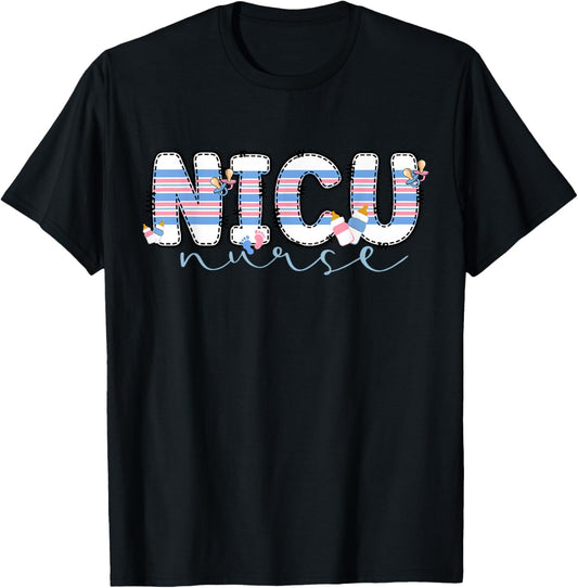 NICU Nurse Baby Blanket Neonatal Intensive Care Unit Nursing T-Shirt - T-Shirt | Black