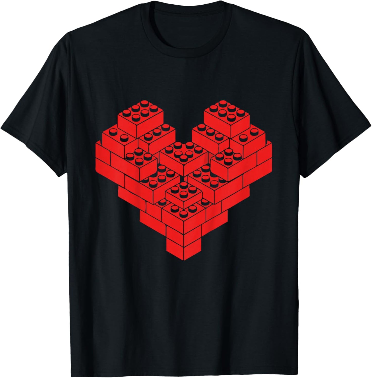 Kids Building Blocks Bricks Valentine Day Heart Boys Kid Toddler T-Shirt - T-Shirt | Black