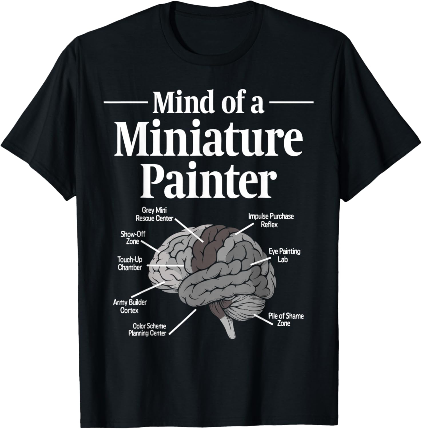 Mind of a Miniature Painter Painting Grey Minis T-Shirt - T-Shirt | Black
