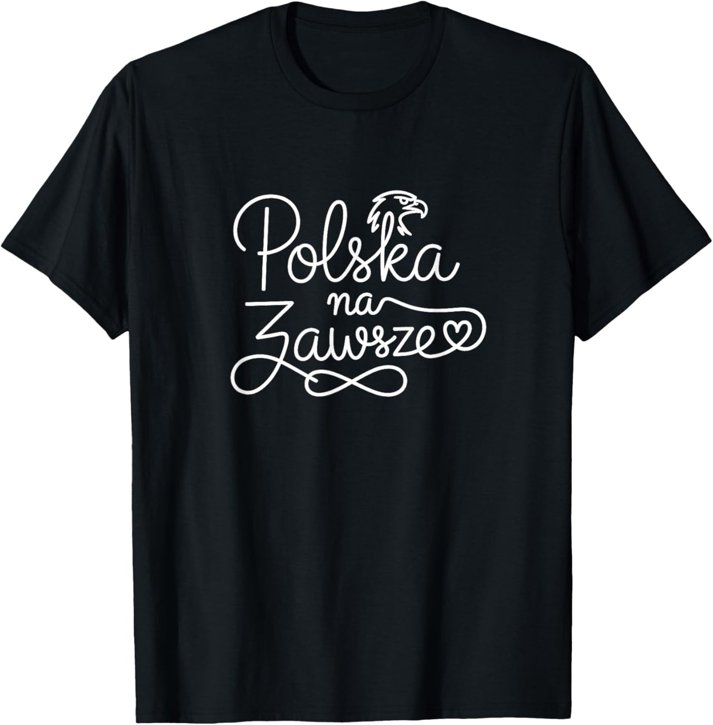 Poland is Forever - Polish Patriotic Heart Line Art T-Shirt - T-Shirt | Black