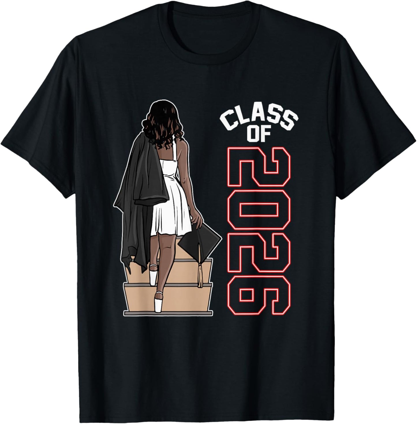 Senior Class of 2026 Black Melanin Girl 2026 Graduation T-Shirt - T-Shirt | Black