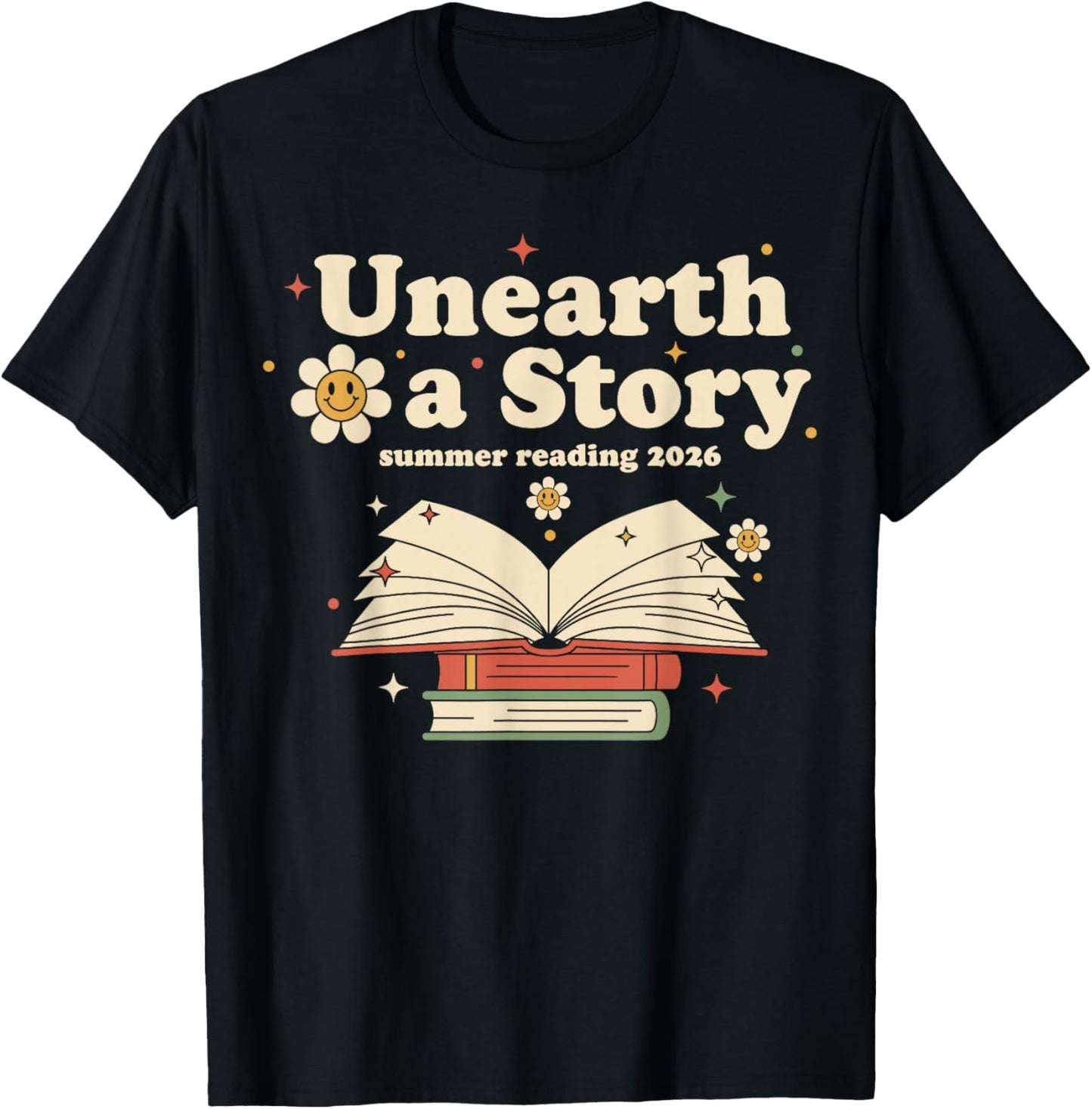 Unearth A Story 2026 Reading Teacher Librarian Kids T-Shirt - T-Shirt | Black