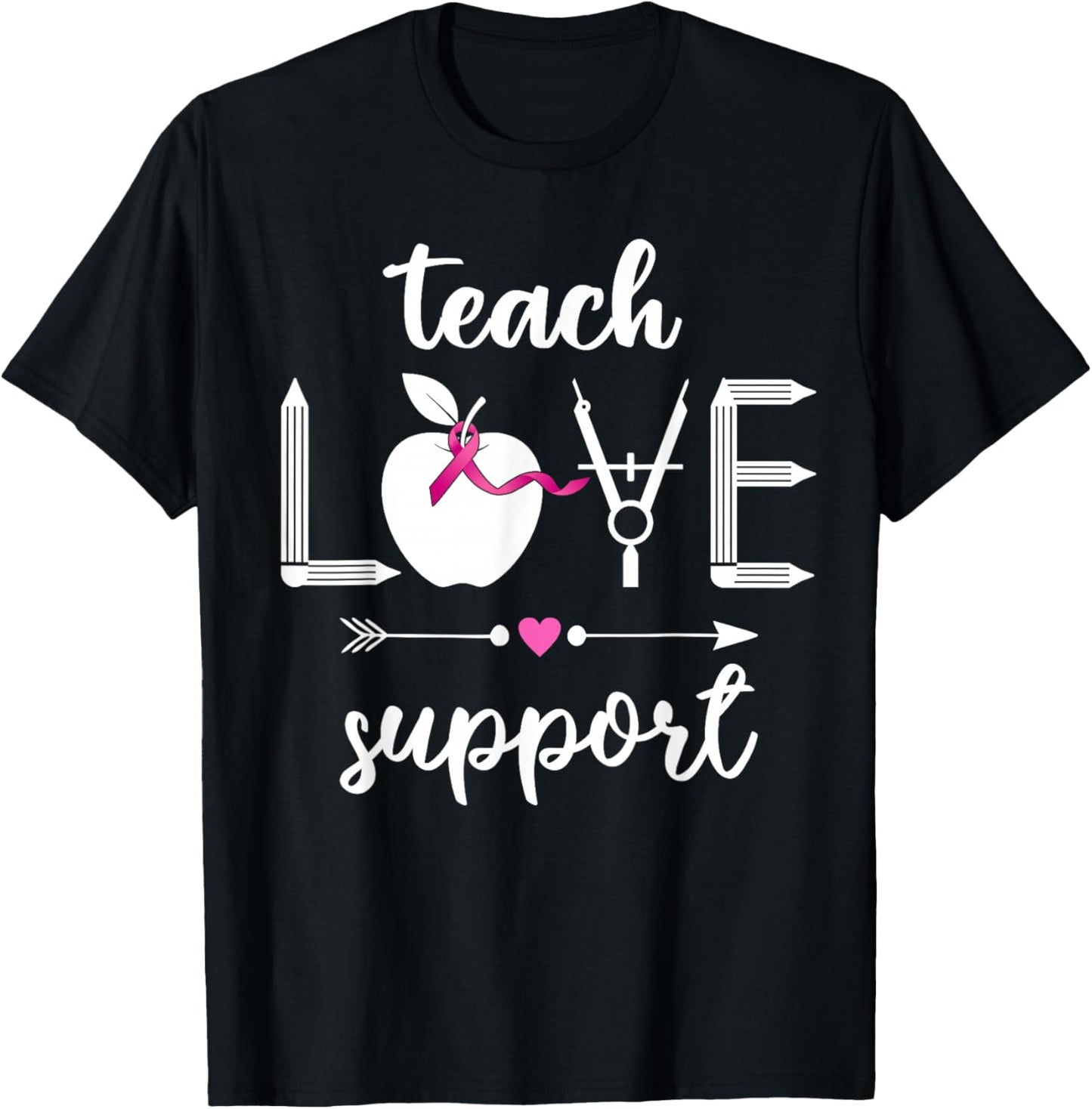 Math Teacher Breast Cancer Awareness Men Women T-Shirt - T-Shirt | Black