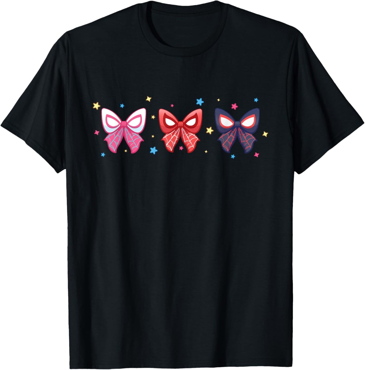 Marvel Spider-Man and Ghost-Spider Trio Cute Coquette Bows T-Shirt - T-Shirt | Black
