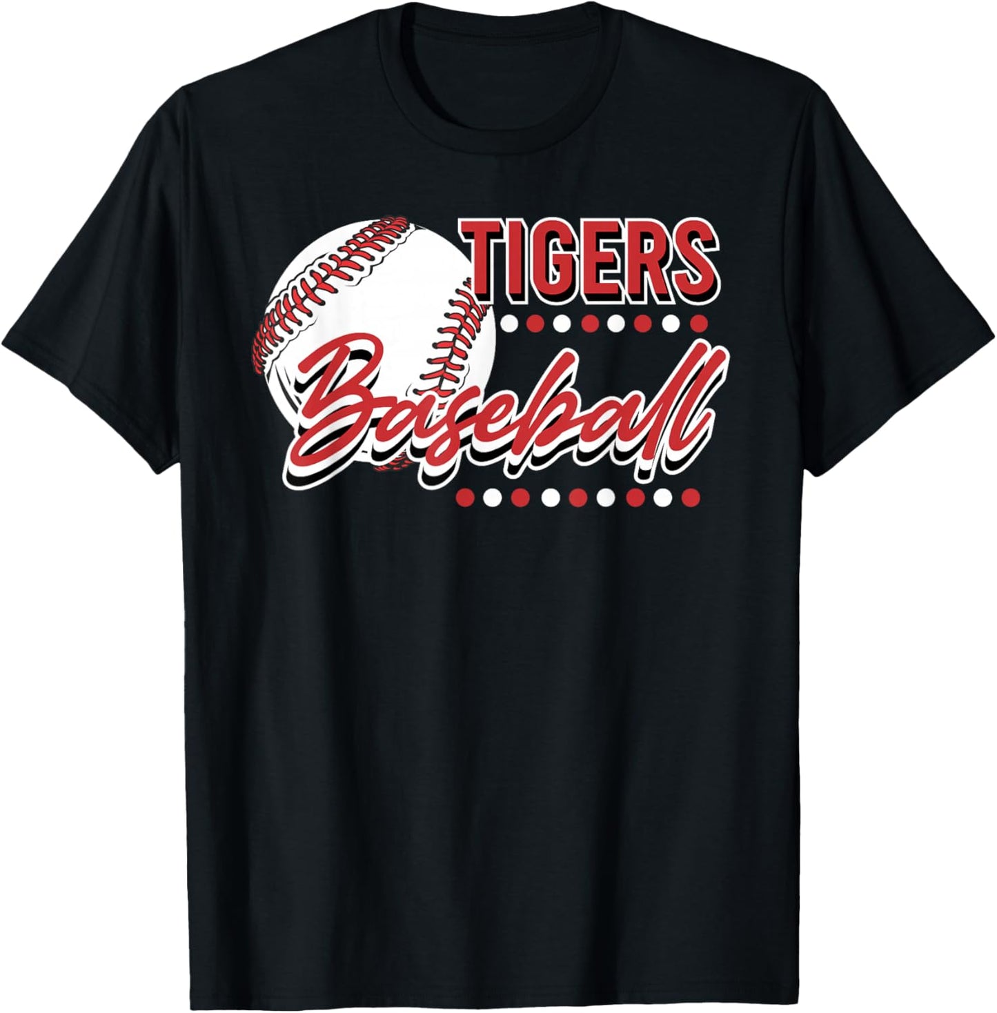 Tigers Baseball Mom Game Day School Spirit Red Tiger Pride T-Shirt - T-Shirt | Black