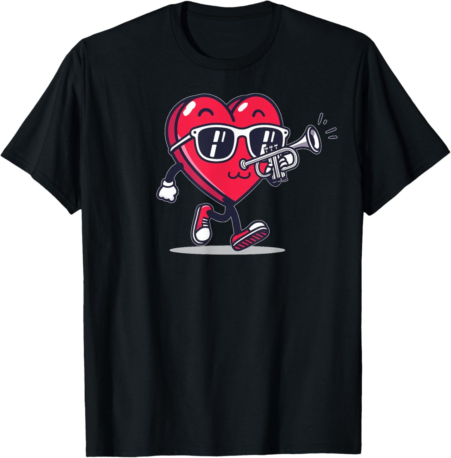 Trumpet Heart Player Trumpetist Valentine's Day Sunglasses T-Shirt - T-Shirt | Black