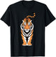 Funny Tiger Art Women Boys Girls Animal Tiger Lover T-Shirt - T-Shirt | Black
