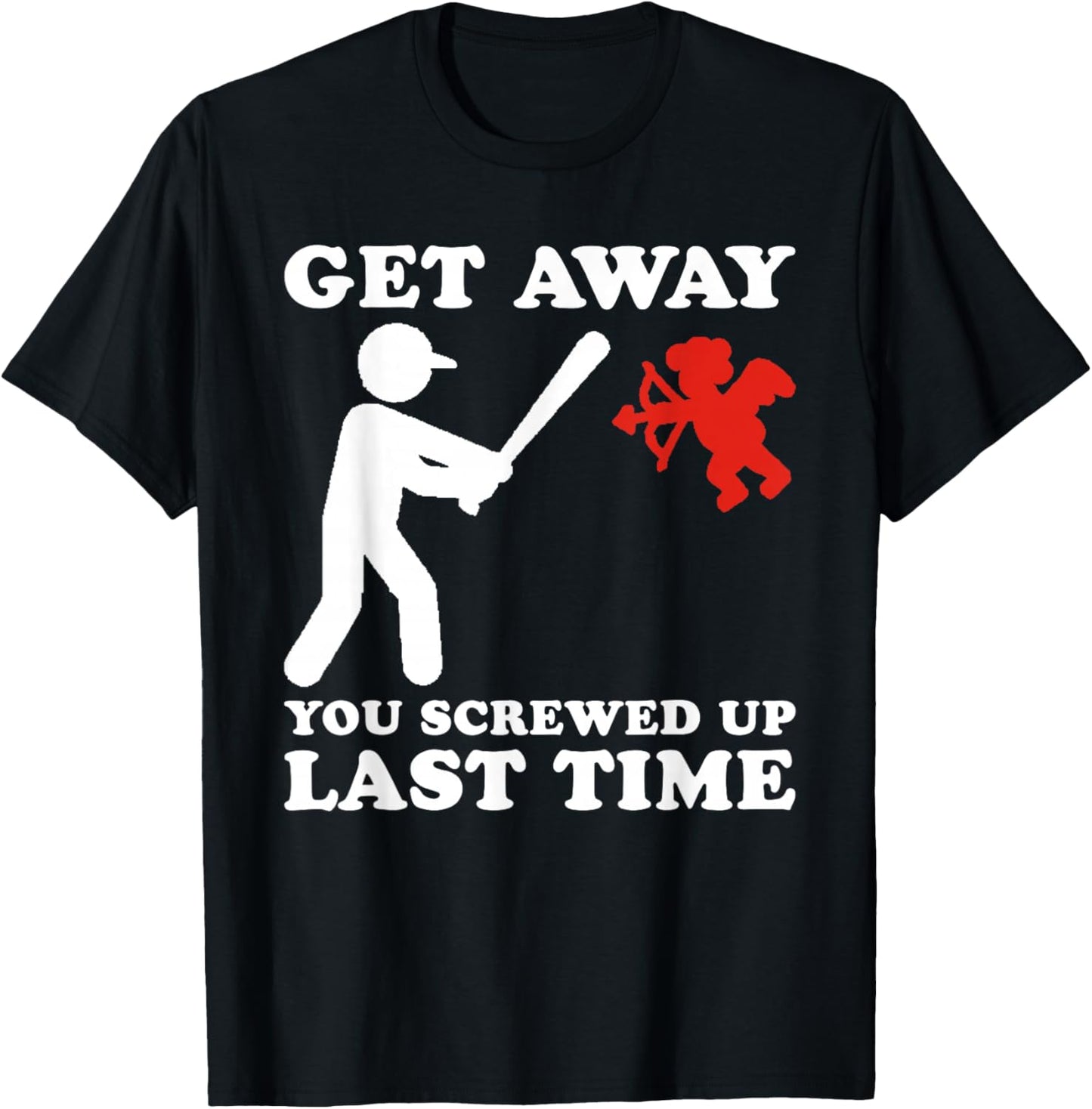 Funny Baseball Anti Valentine Humor Cupid Joke Men Women T-Shirt - T-Shirt | Black