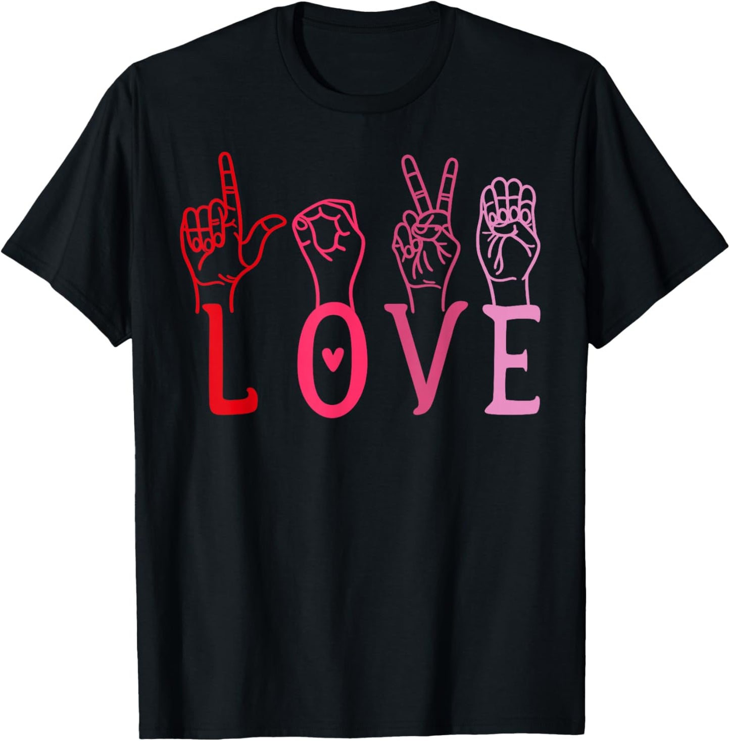 Love ASL Hand Sign Valentine Vintage Design T-Shirt - T-Shirt | Black