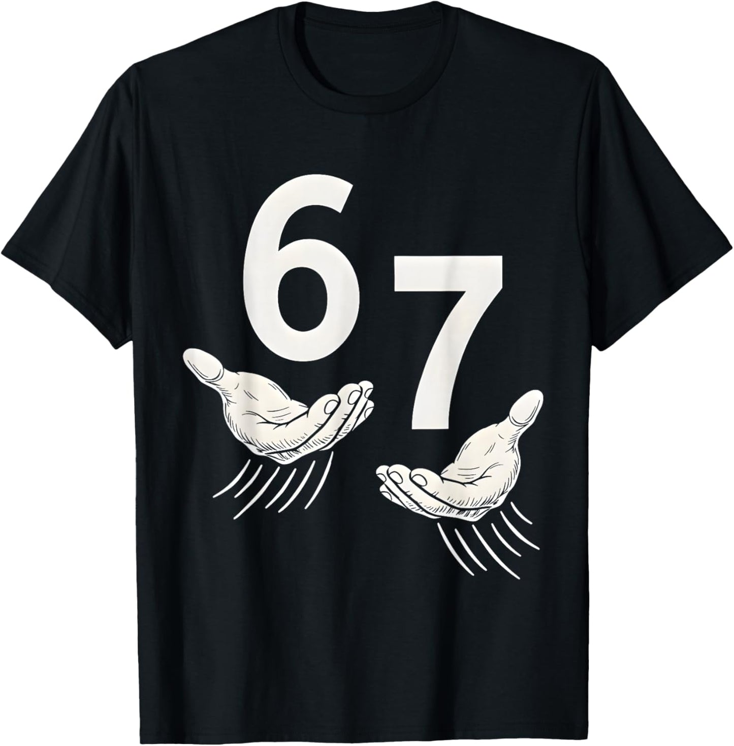 6 7 Six Seven Meme Hand T-Shirt - T-Shirt | Black