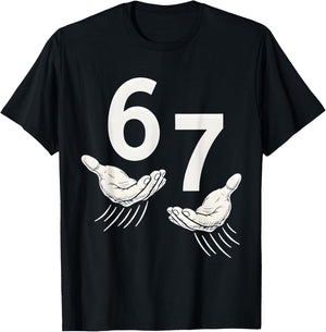 6 7 Six Seven Meme Hand T-Shirt - T-Shirt | Black