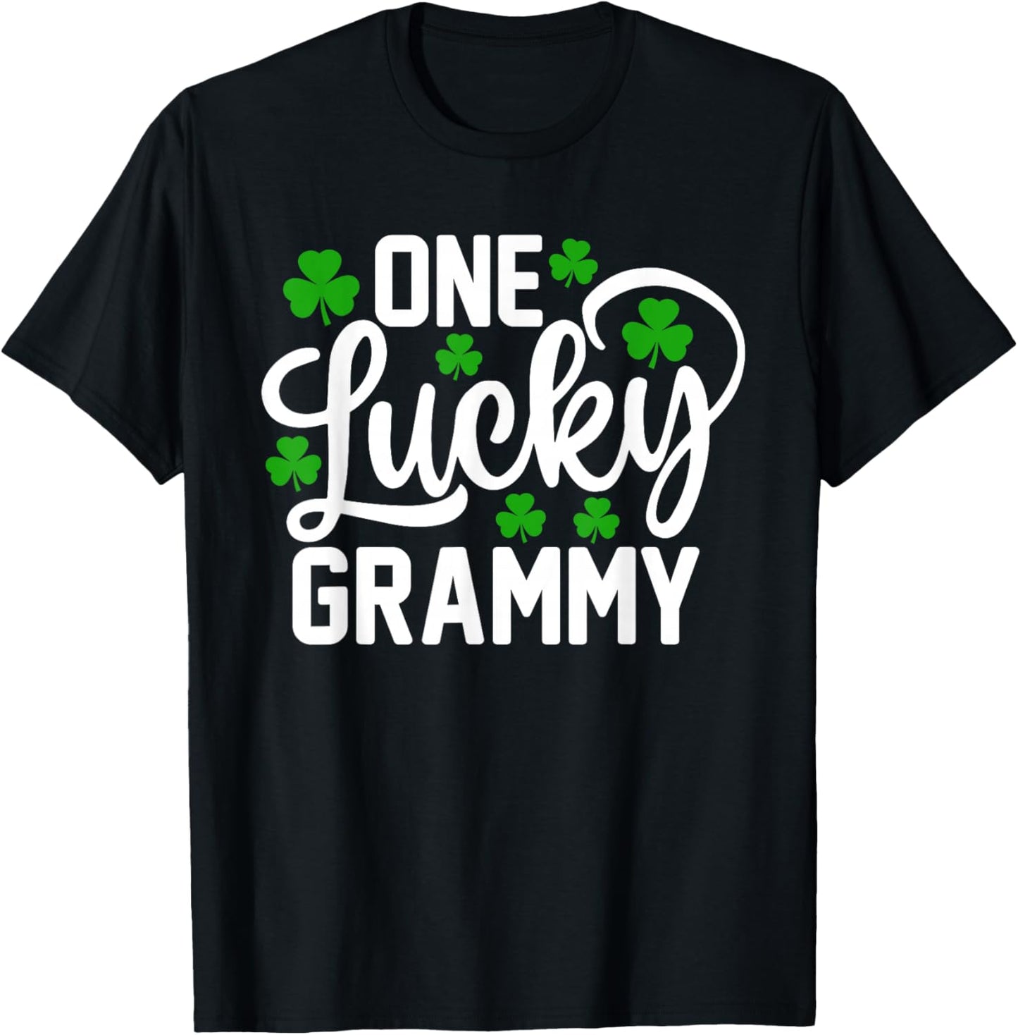 One Lucky Grammy Funny St Patrick's Day Shamrocks T-Shirt - T-Shirt | Black