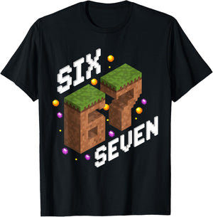 67 Meme Kids Gamer Isometric Pixel Art Six Seven Gaming T-Shirt - T-Shirt | Black
