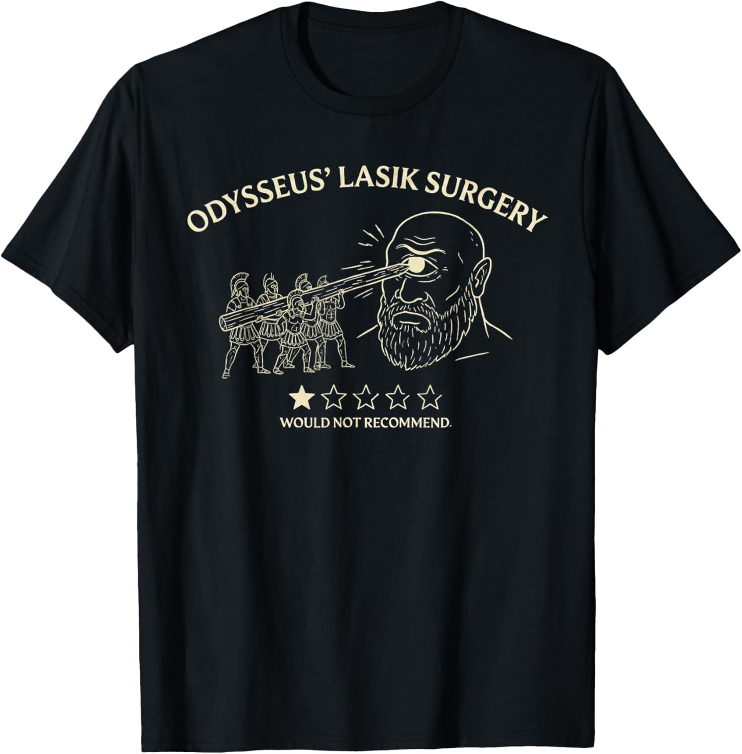 Funny Odysseus Lasik Surgery | Greek Mythology Cyclops Meme T-Shirt - T-Shirt | Black