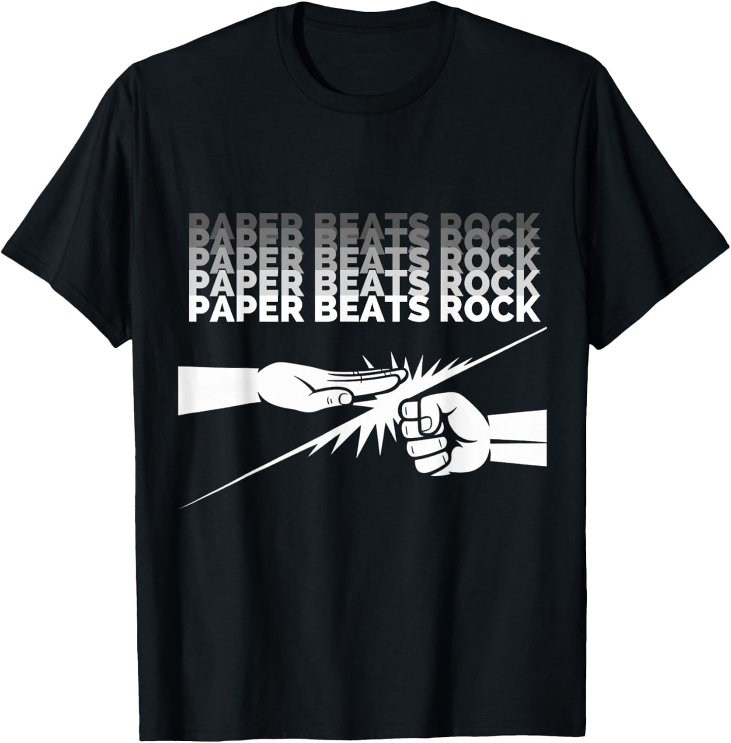 Funny Paper Beats Rock Saying Humor Retro Gaming Style T-Shirt - T-Shirt | Black