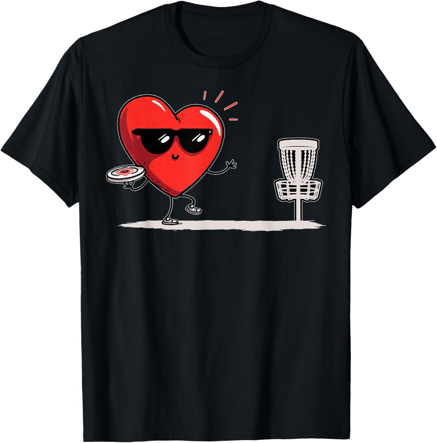 Discgolf Heart Disc Golf Golfer Valentine's Day Sunglasses T-Shirt - T-Shirt | Black