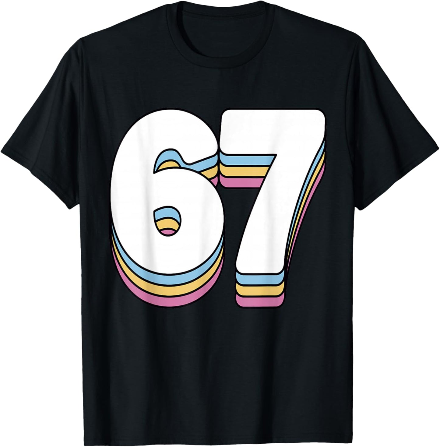 Funny 6 7 Meme Six Seven Gen Alpha Slang 67 T-Shirt - T-Shirt | Black