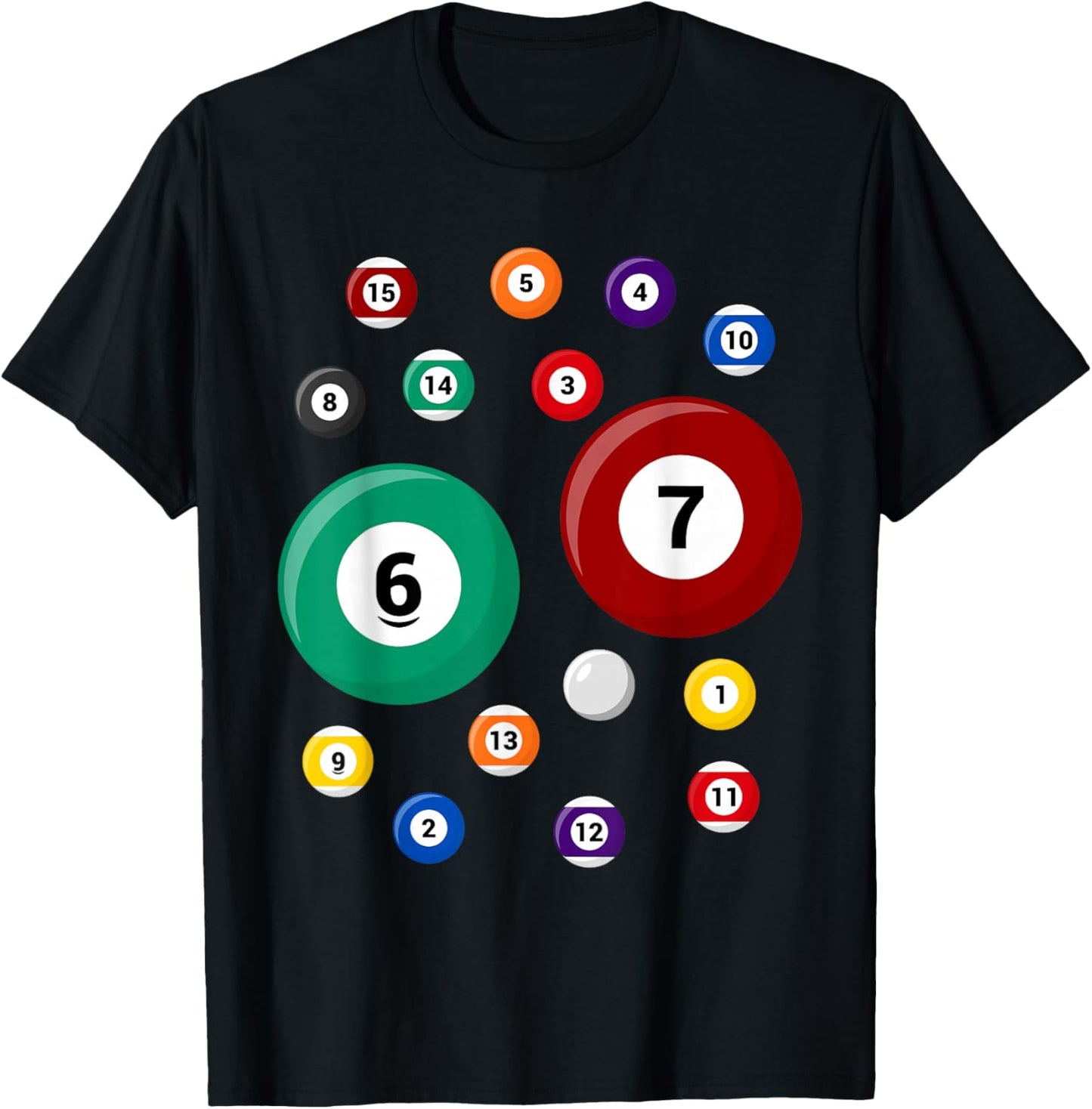Funny 67 Meme Six Seven Pool Ball Billiard Lover Gen Alpha T-Shirt - T-Shirt | Black