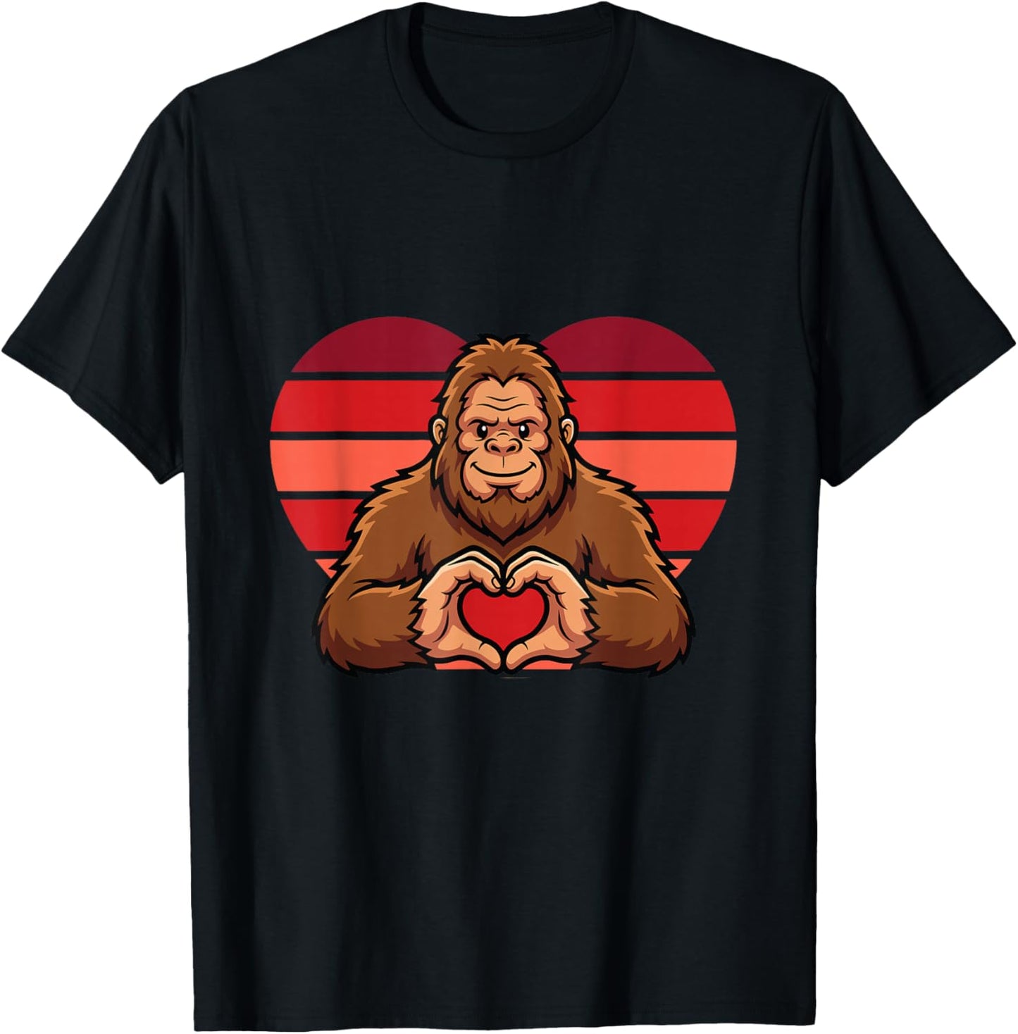 Funny Sasquatch Hearts Love Valentines Day T-Shirt - T-Shirt | Black