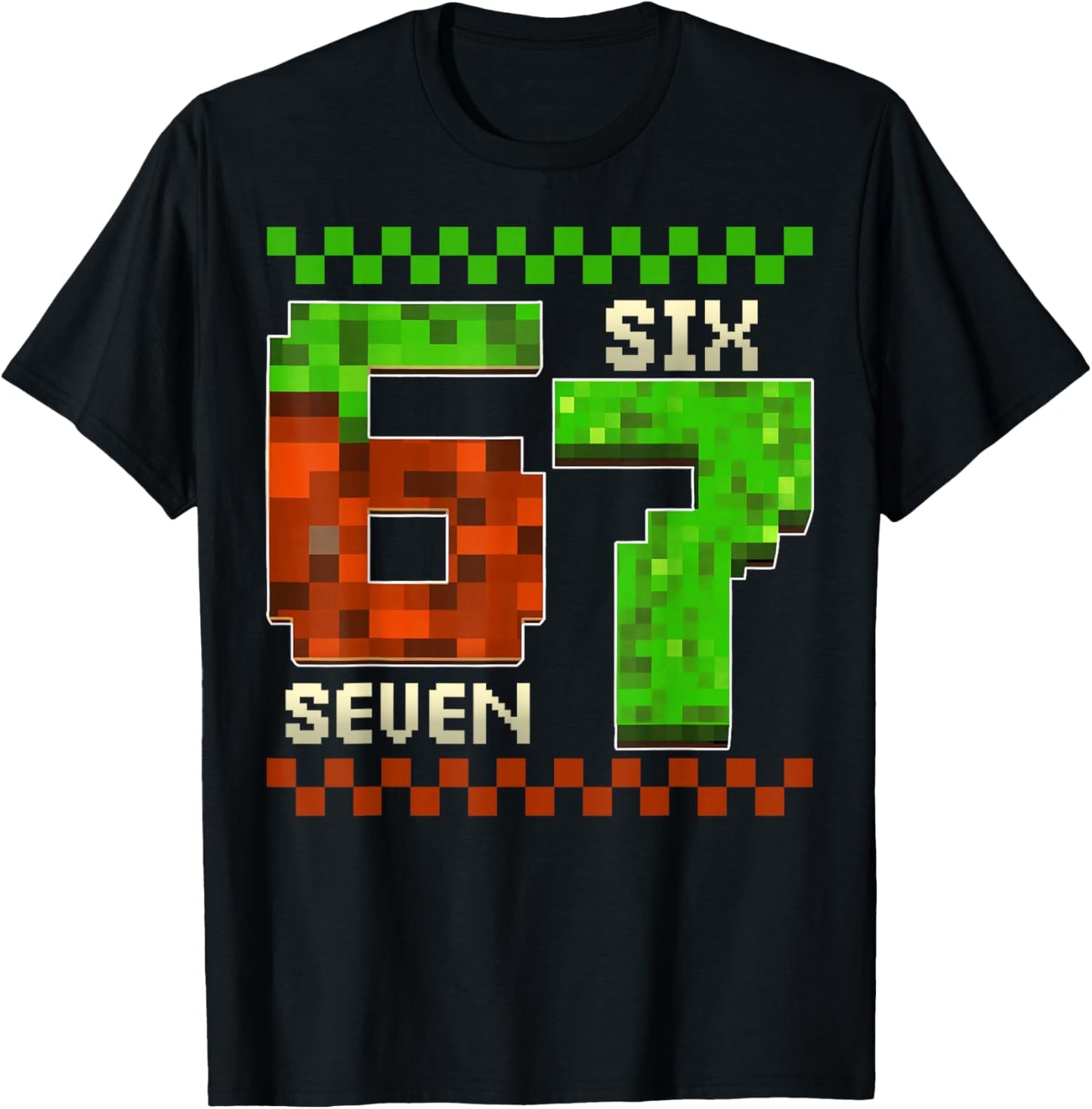 Six Seven Meme Video Gamer Boys Kids 67 Birthday 6-7 T-Shirt - T-Shirt | Black