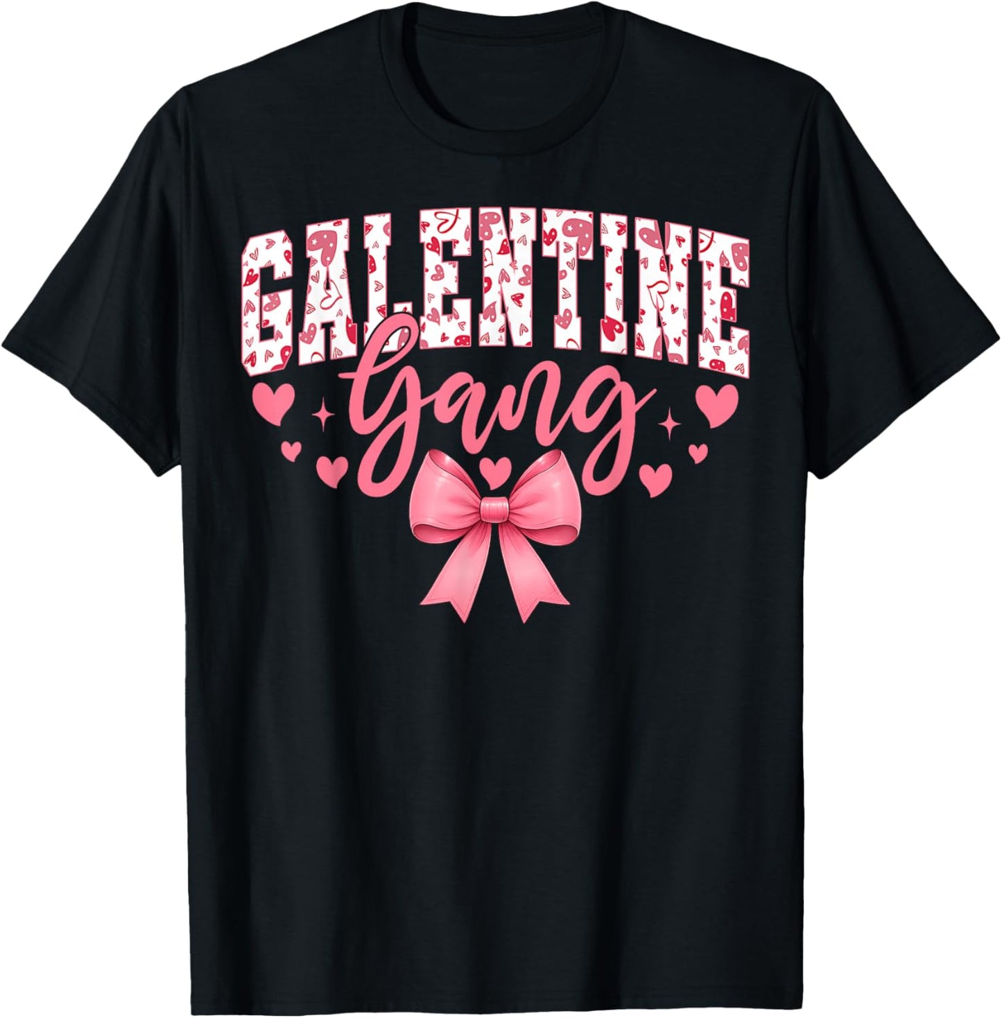 Galentine Gang Coquette Bow Cute Valentine T-Shirt - T-Shirt | Black
