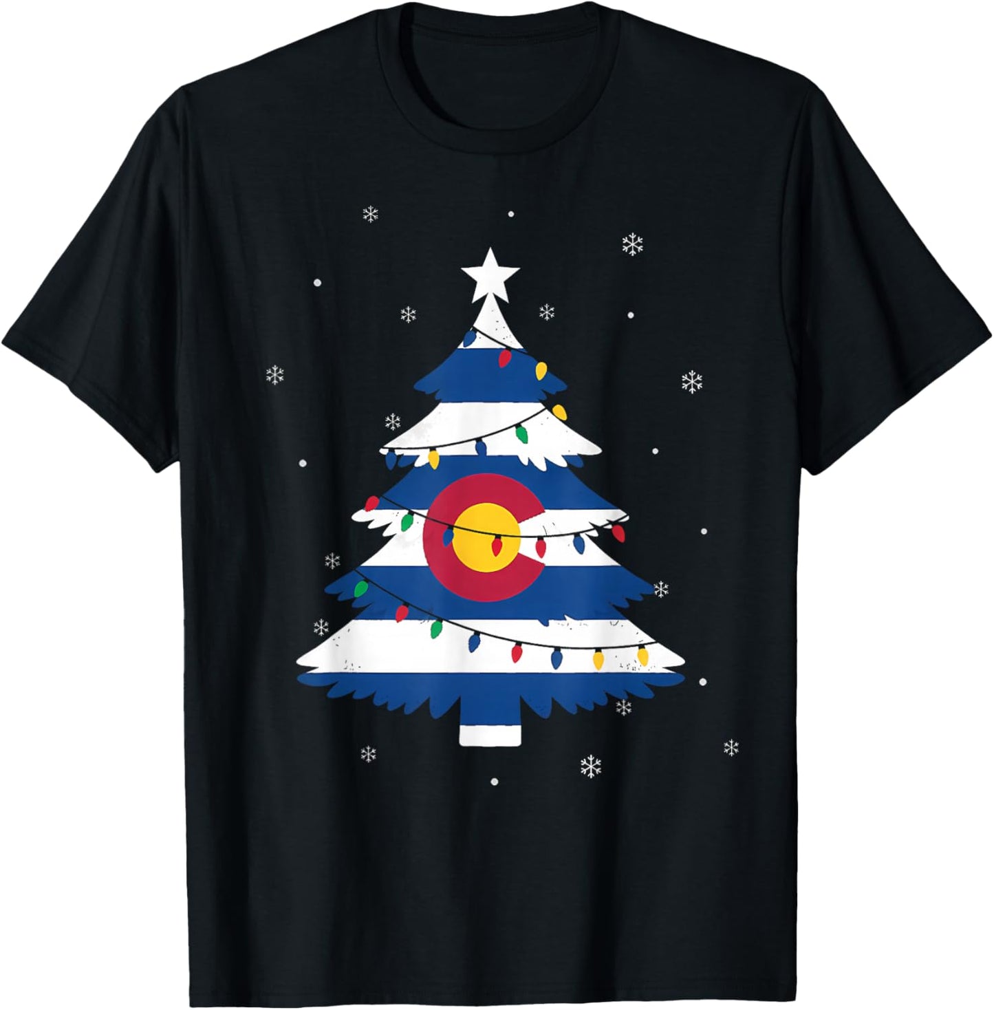 Christmas Tree with Colorado Flag Festive State Pride T-Shirt - T-Shirt | Black