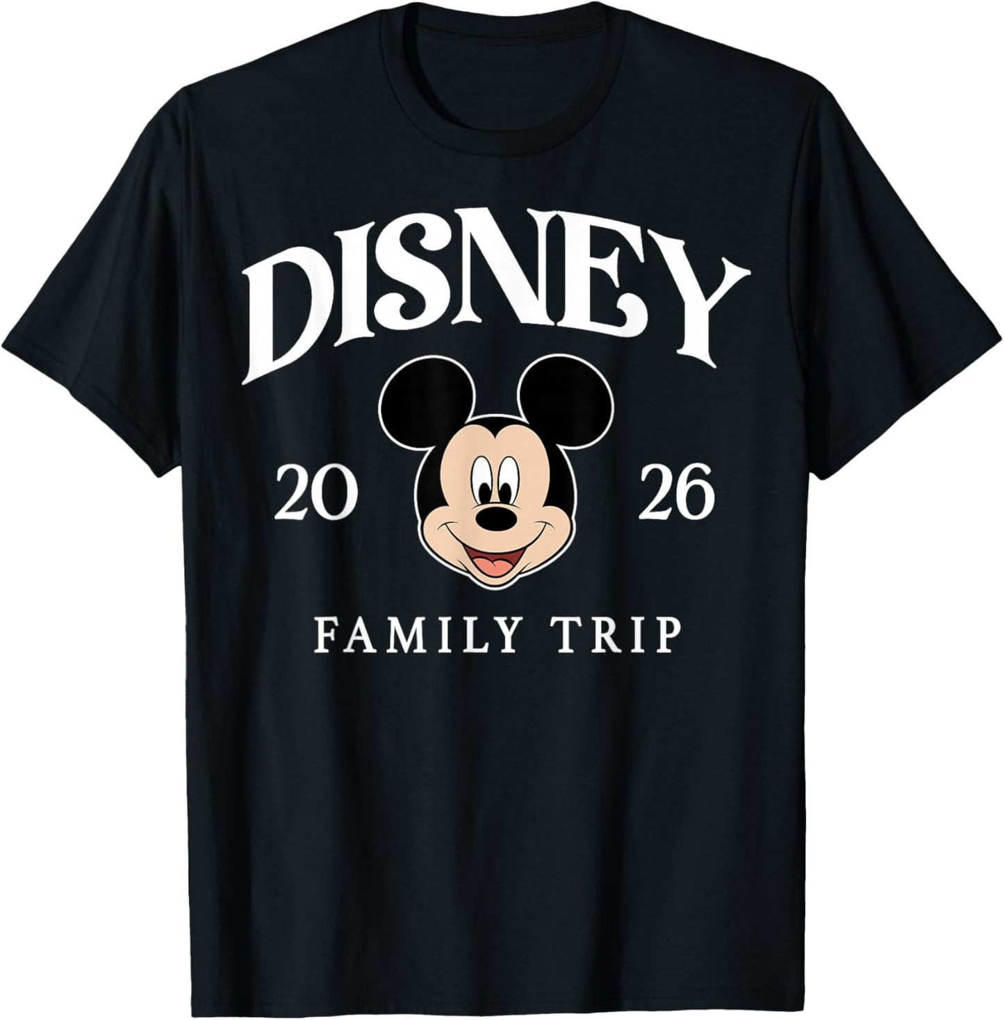 Disney Mickey and Friends Disney 2026 Family Trip Light Text T-Shirt - T-Shirt | Black