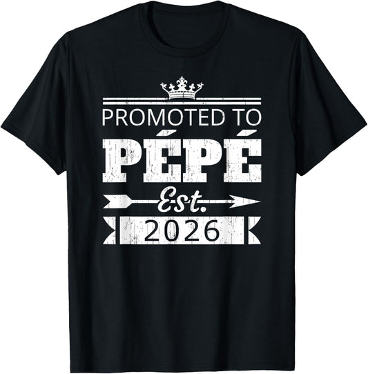 Promoted to Pepe Est 2026 New Grandpa Reveal Vintage T-Shirt - T-Shirt | Black