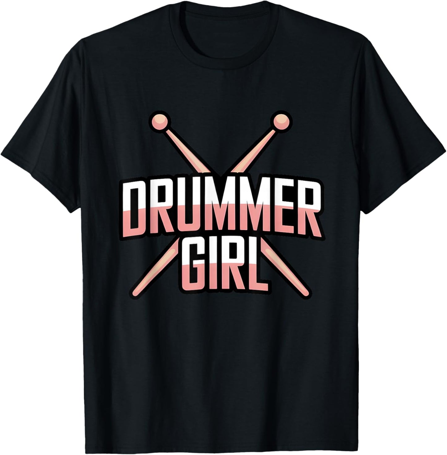Drummer Girl Empowered Female Percussion Music Band T-Shirt - T-Shirt | Black