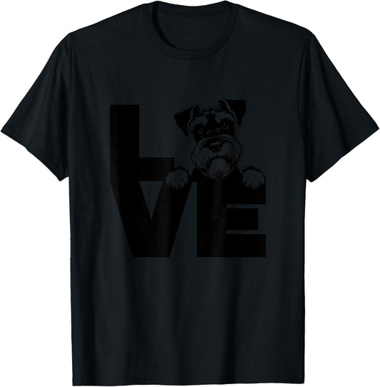 Love Miniature Schnauzer Dog T-Shirt - T-Shirt | Black