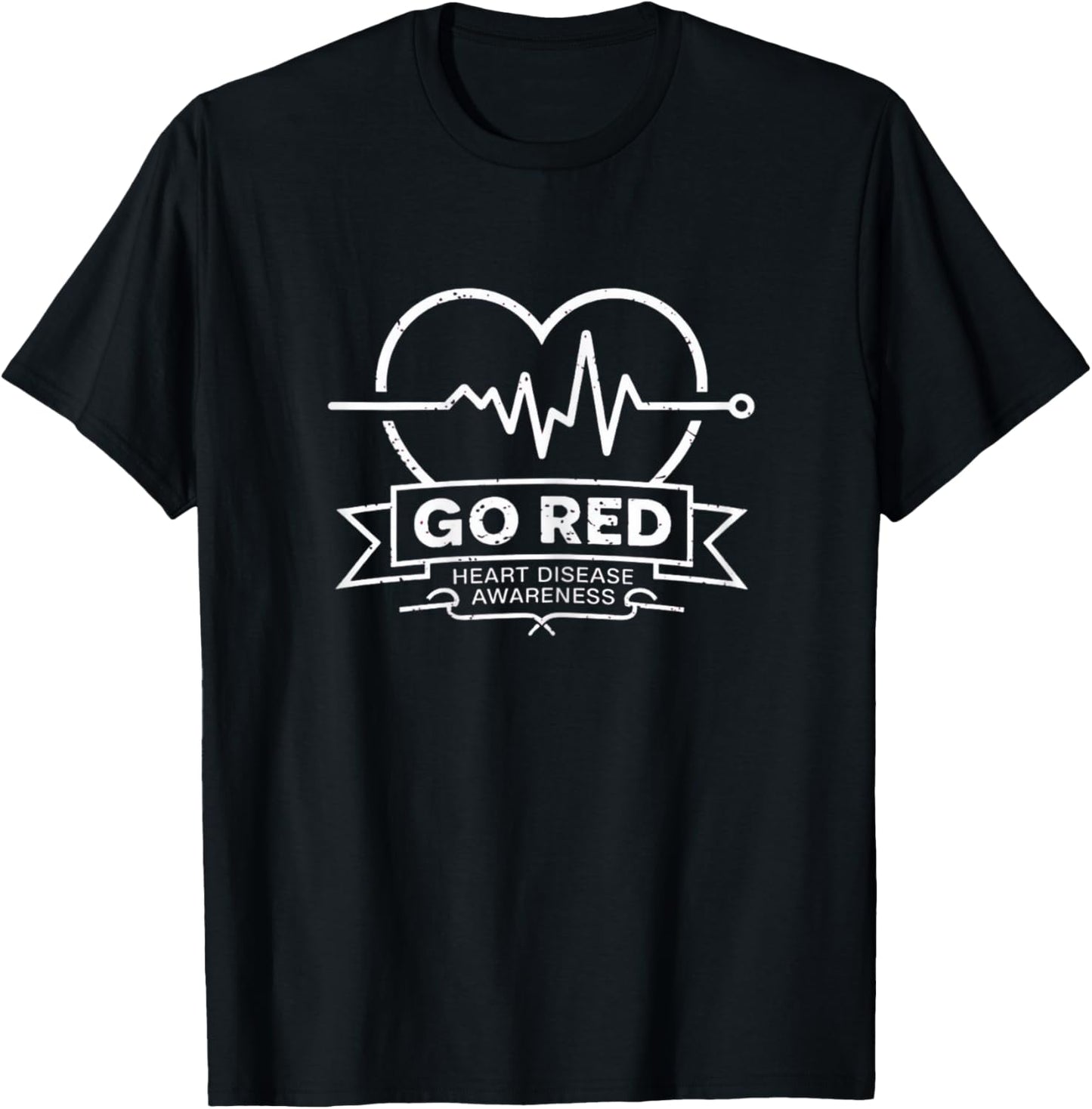 Go Red American CHD Heart Disease Month Awareness T-Shirt - T-Shirt | Black